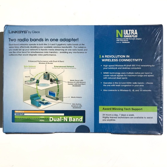 Linksys Wireless-N Usb Network Adaptor Dual-Band Model WUSB600N 745883573189 - Picture 2 of 6